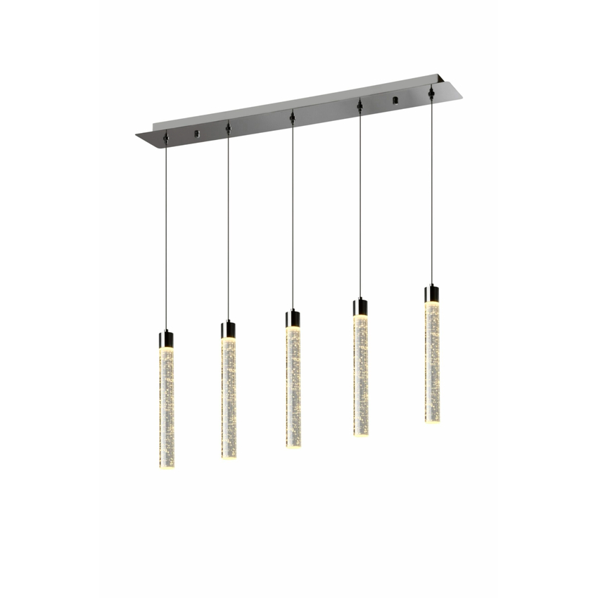 Photograph: Polished Chrome 5 Light Linear Bar Pendant Light Bubble Effect LED - Ex Display