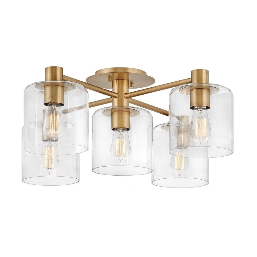 Photograph: Quintiesse Axel 5 Light Semi-flush Mount In Heritage Brass - QN-AXEL5-HB
