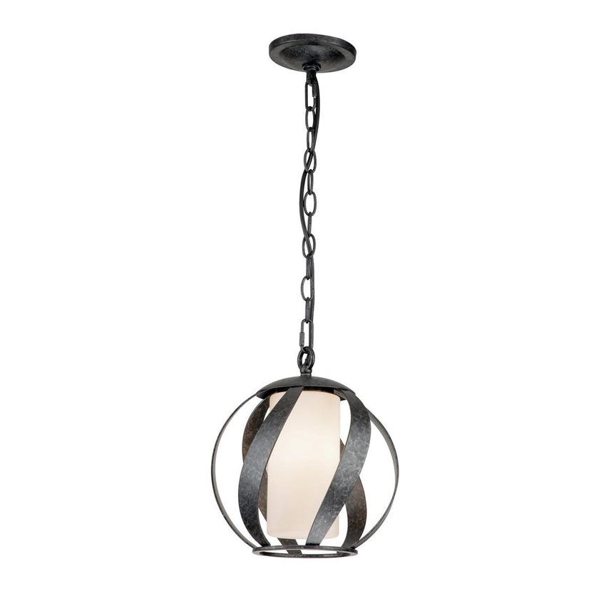 Photograph: Quintiesse Blacksmith 1 Light Outdoor Pendant In Old Black Complete With Satin Opal Etched Glass - QN-BLACKSMITH-P-OBK