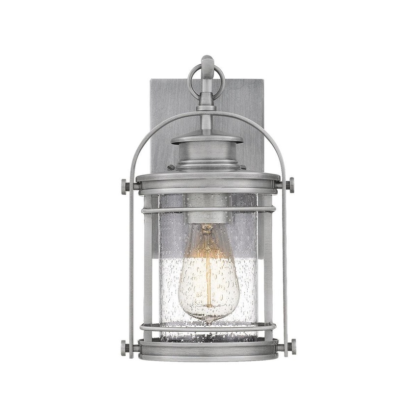 Photograph: Quintiesse Booker 1 Light Small Exterior Wall Lantern In Industrial Aluminium Complete With Clear Seeded Glass - QN-BOOKER-S-IA