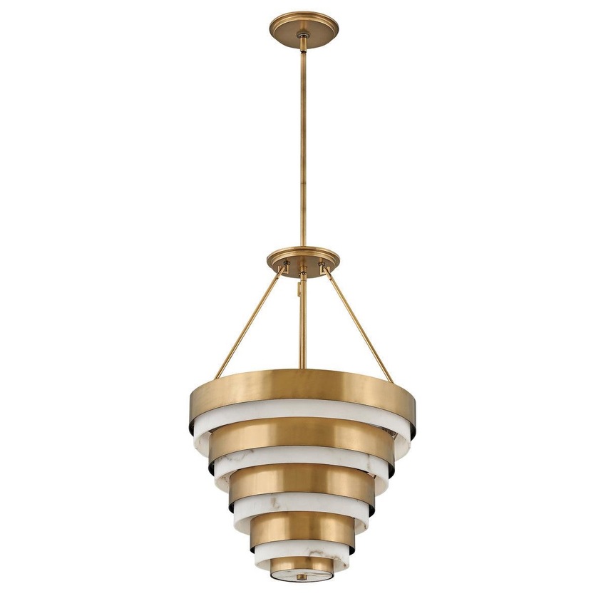 Photograph: Quintiesse Echelon Heritage Brass 4 Light Pendant Light - QN-ECHELON-4P