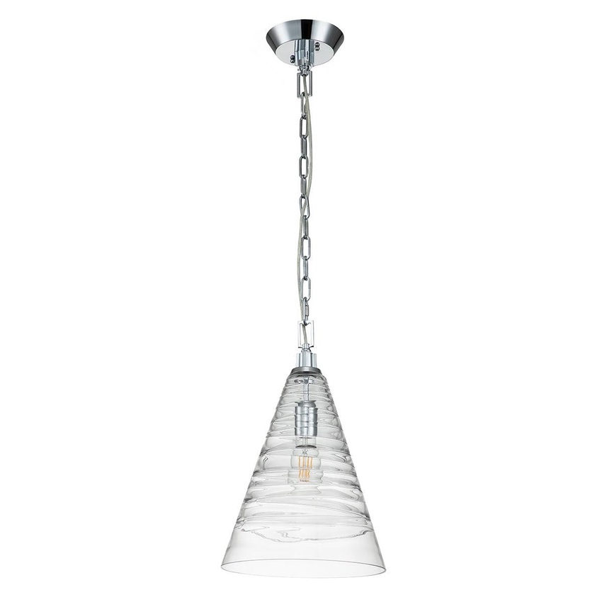 Photograph: Quintiesse Elmore 1 Light Pendant In Polished Chrome Complete WIth Clear Candy Glass - QN-ELMORE-P-PC