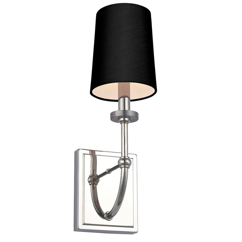 Photograph: Quintiesse Felixstowe Single Bathroom Wall Light In Polished Chrome Complete With Black Shade IP44 - QN-FELIXSTOWE1-A