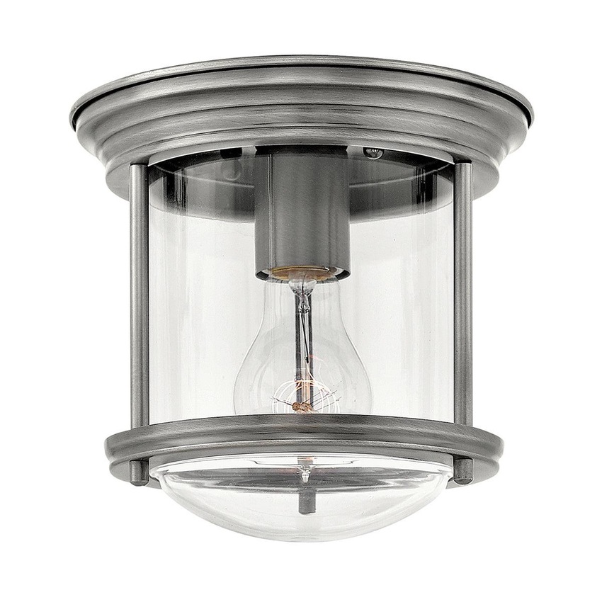 Photograph: Quintiesse Hadrian 1 Light Flush Mount In Antique Nickel Complete With Clear Glass - QN-HADRIAN-MINI-F-AN-CLEAR