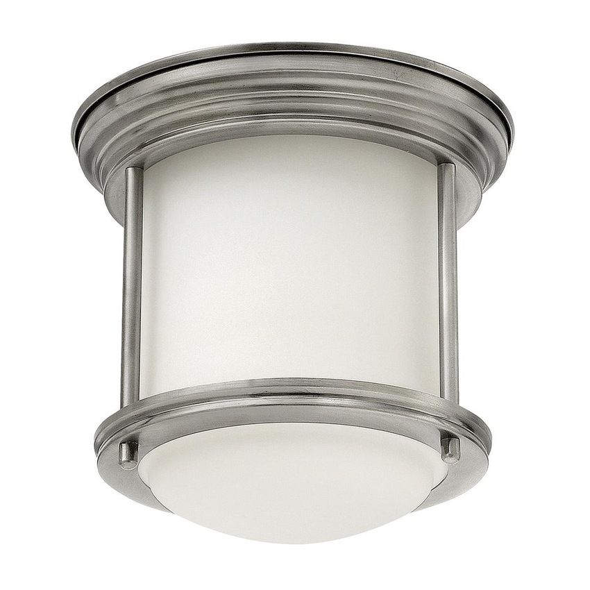 Photograph: Quintiesse Hadrian 1 Light Flush Mount In Antique Nickel Complete With Opal Glass - QN-HADRIAN-MINI-F-AN-OPAL