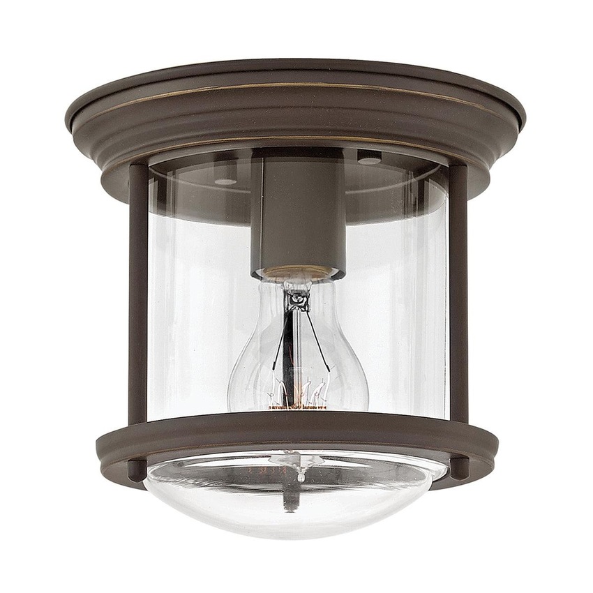 Photograph: Quintiesse Hadrian 1 Light Flush Mount In Oil Rubbed Bronze Complete With Clear Glass - QN-HADRIAN-MINI-F-OZ-CLEAR