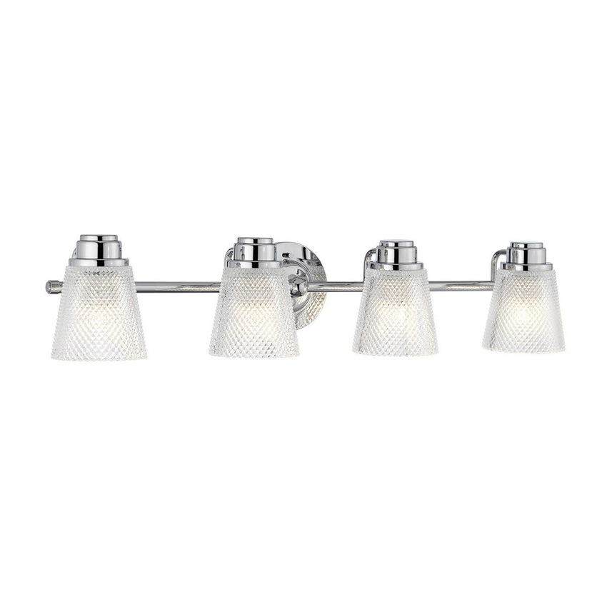 Photograph: Quintiesse Hudson 4 Light Bathroom Wall Light In Polished Chrome Complete WIth Clear Cut Glasses - IP44 - QN-HUDSON4-BATH