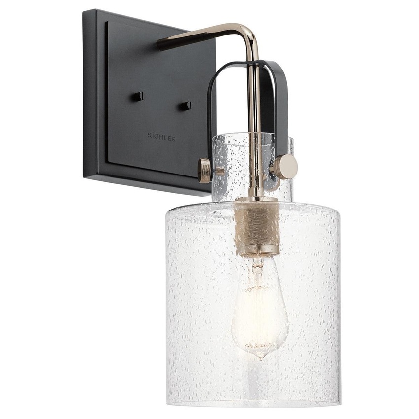 Photograph: Quintiesse Kitner 1 Light Wall Light In Polished Nickel And Black - QN-KITNER1-PN