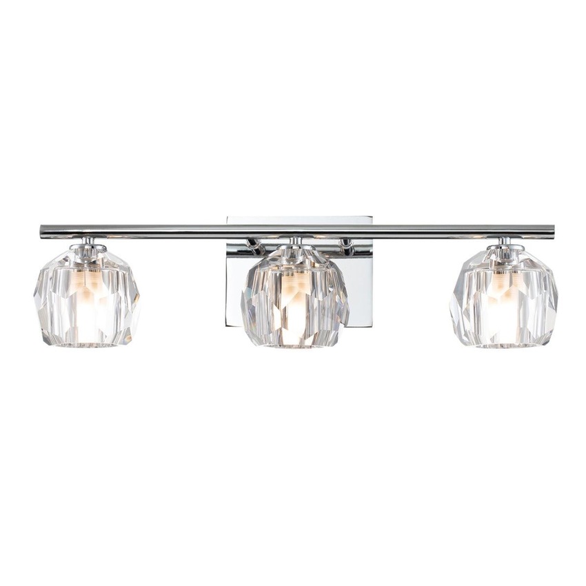 Photograph: Quintiesse Regalia 3 Light Bathroom Wall Light In Polished Chrome Complete With K9 Crystal Glasses - IP44 - QN-REGALIA3-PC-BATH