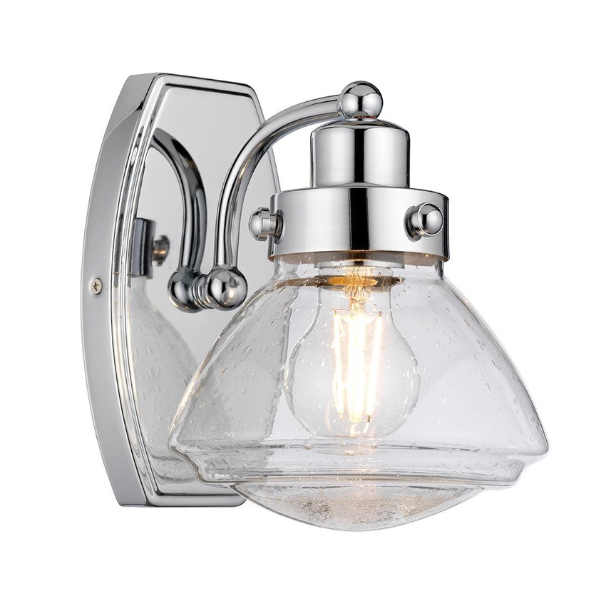 Photograph: Quintiesse Scholar 1 Light Bathroom Wall Light In Polished Chrome Complete With Clear Seeded Glass - IP44 - QN-SCHOLAR1