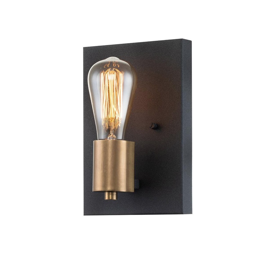 Photograph: Quintiesse Silas 1 Light Wall Light In Aged Zinc And Heritage Brass - QN-SILAS1-DZ