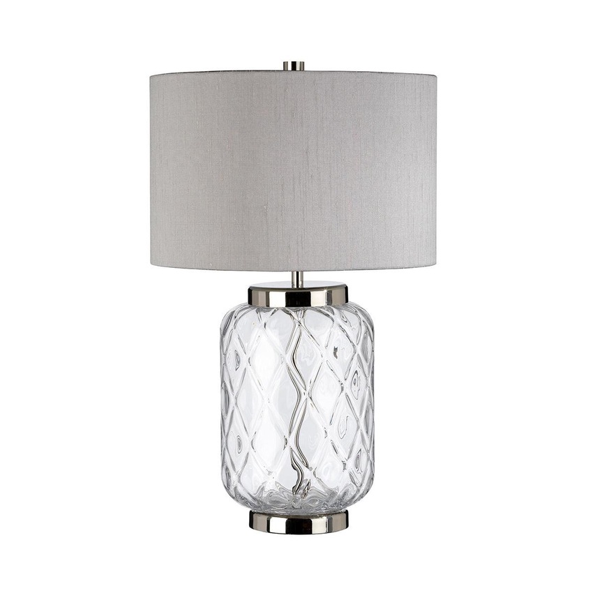 Photograph: Quintiesse Sola Clear Glass Table Lamp Complete With Titanium Shade - QN-SOLA-TL-S