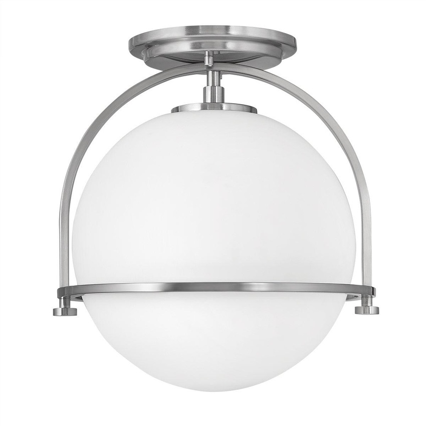 Photograph: Quintiesse Somerset 1 Light Flush Mount In Brushed Nickel Complete With Opal Glass - QN-SOMERSET-F-O-BN