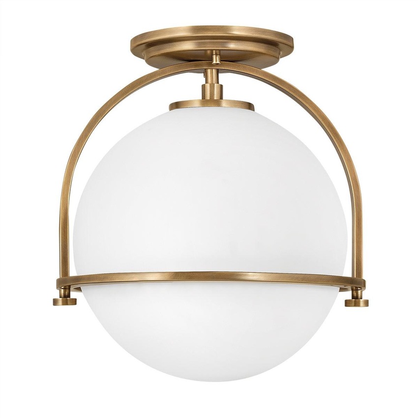 Photograph: Quintiesse Somerset 1 Light Flush Mount In Heritage Brass Complete With Opal Glass - QN-SOMERSET-F-O-HB