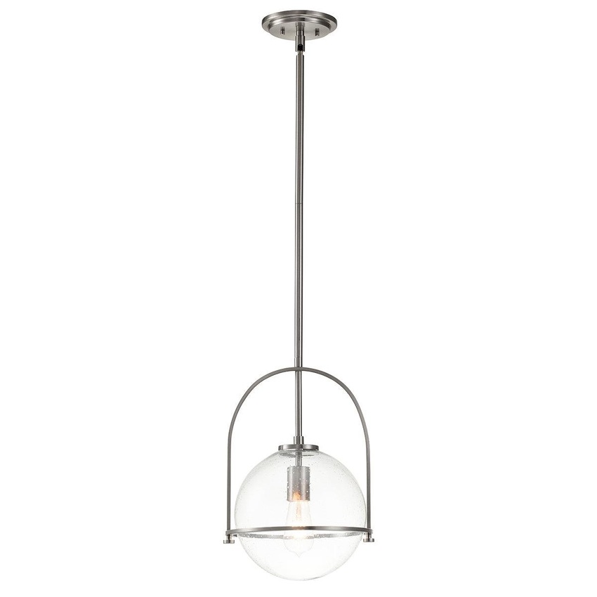 Photograph: Quintiesse Somerset 1 Light Medium Pendant In Brushed Nickel With Clear Glass - QN-SOMERSET-P-C-BN