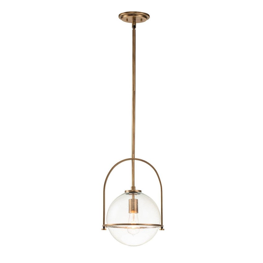 Photograph: Quintiesse Somerset 1 Light Medium Pendant In Heritage Brass Complete With Clear Glass - QN-SOMERSET-P-C-HB