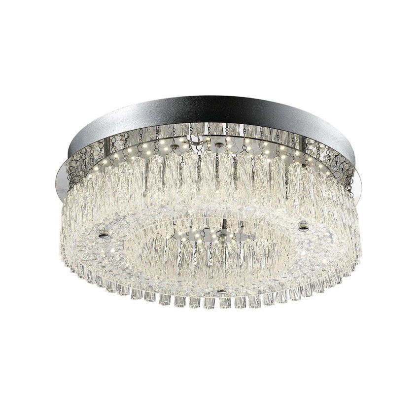 Photograph: Ruby Large Flush Polished Chrome Ceiling Light With Glass Droppers - 4000K