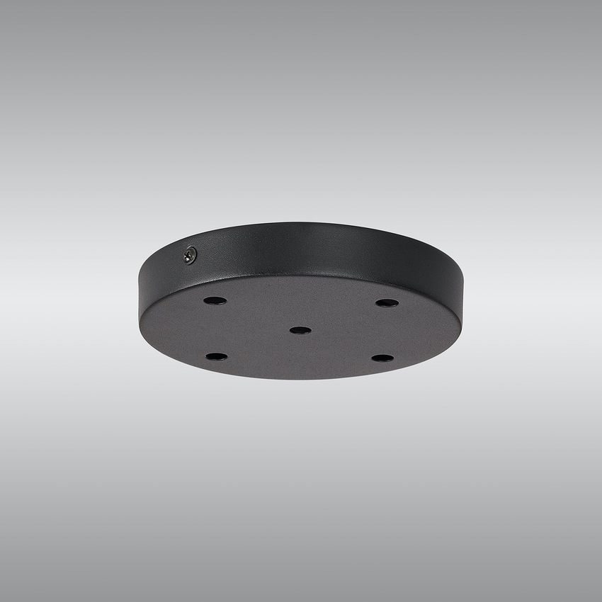 Photograph: Satin Black 5 Hole Ceiling Plate - 15cm