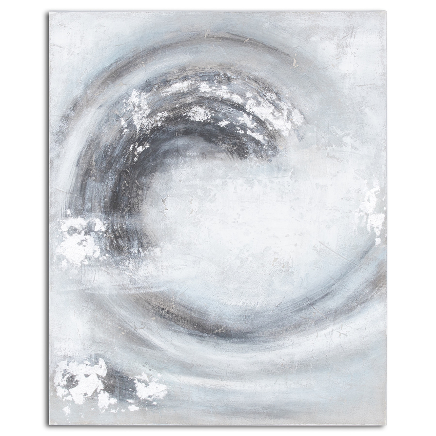 Photograph: Silver And Grey Hand Painted Rectangular Canvas