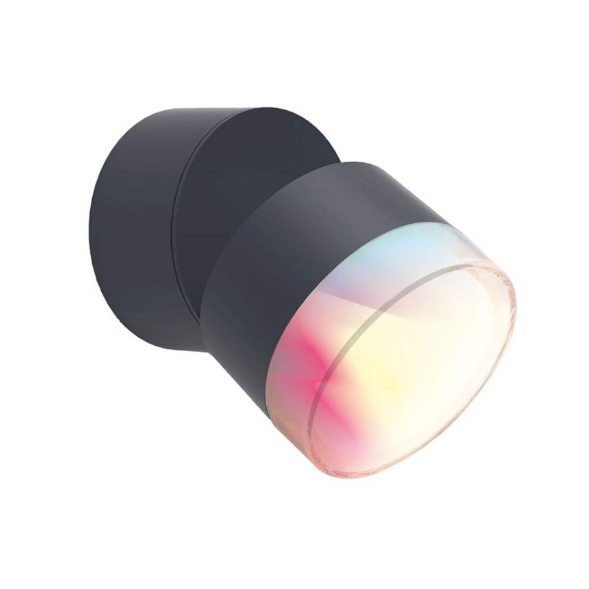 Photograph: Smart Led Colour Change Exterior Wall Light In Dark Grey With Adjustable Head - IP44