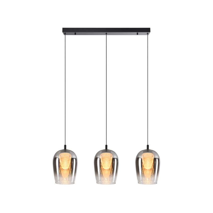 Photograph: Stylish Lighting Equator Black And Smoked Led 3 Light Linear Island Pendant Light