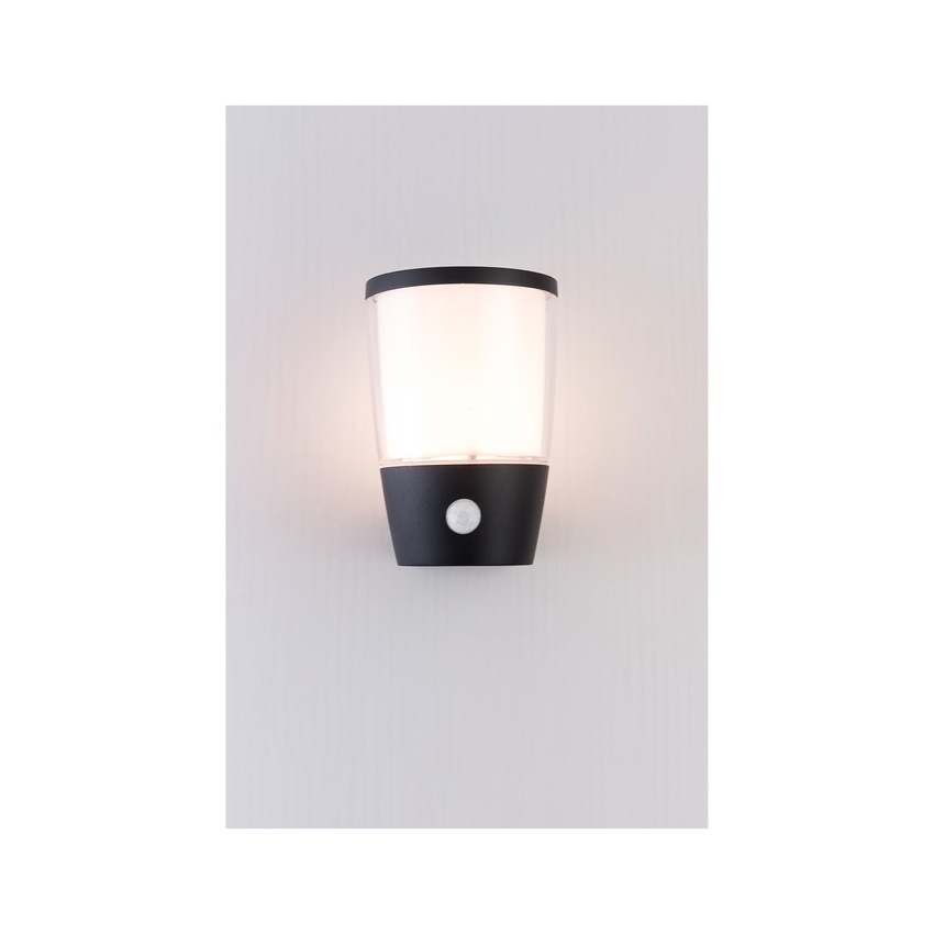 Photograph: Stylish Lighting Hawai Black Exterior Wall Light Complete With PIR - IP44