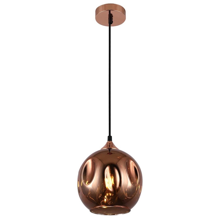 Photograph: Stylish Lighting Miami Antique Brass Small Single Pendant Complete With Champange Glass