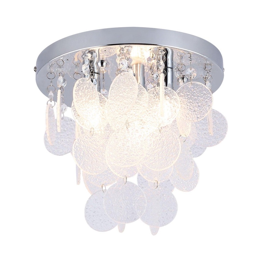 Photograph: Stylish Lighting Miami Polished Chrome 3 Light Semi Flush Bathroom Ceiling Light With Clear Glass Discs - IP44