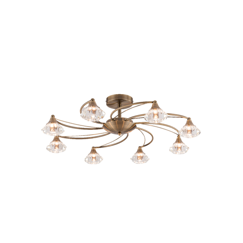 Photograph: Stylish Lighting Oregon 8 Light Antique Brass Semi-Flush Ceiling Light