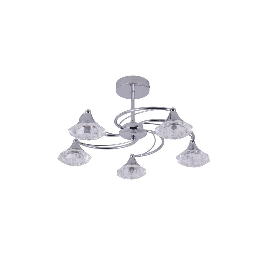 Photograph: Stylish Lighting Oregon Polished Chrome Semi-Flush 5 Light Ceiling Light Complete With Clear Glasses