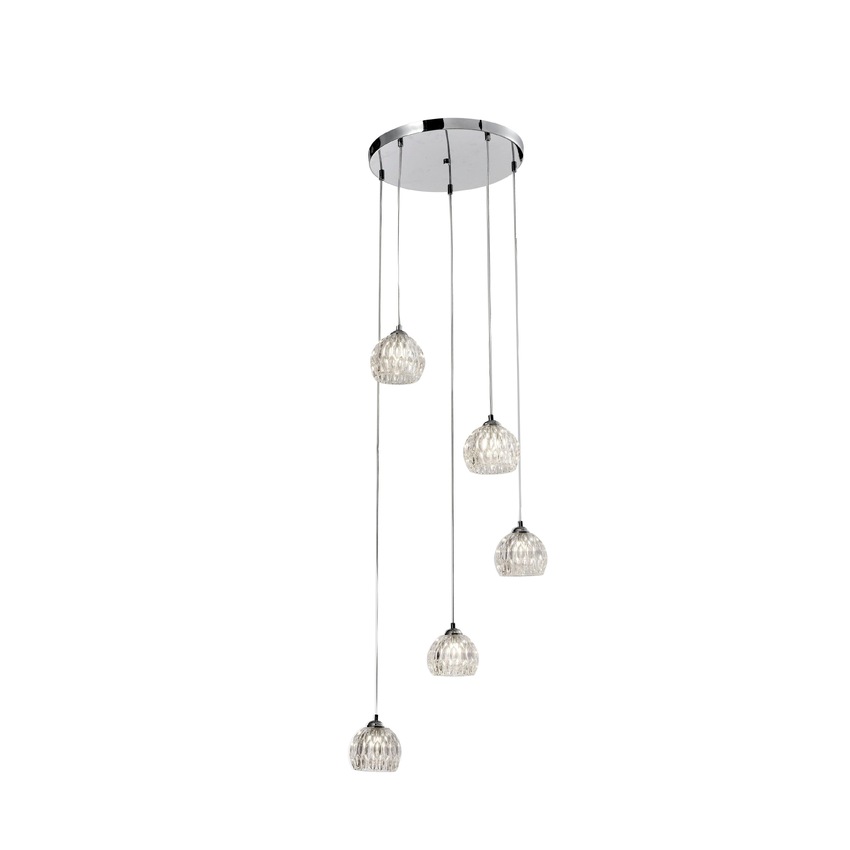 Photograph: Stylish Lighting Utah Polished Chrome 5 Light Cluster Pendant Light Complete With Clear Glasses