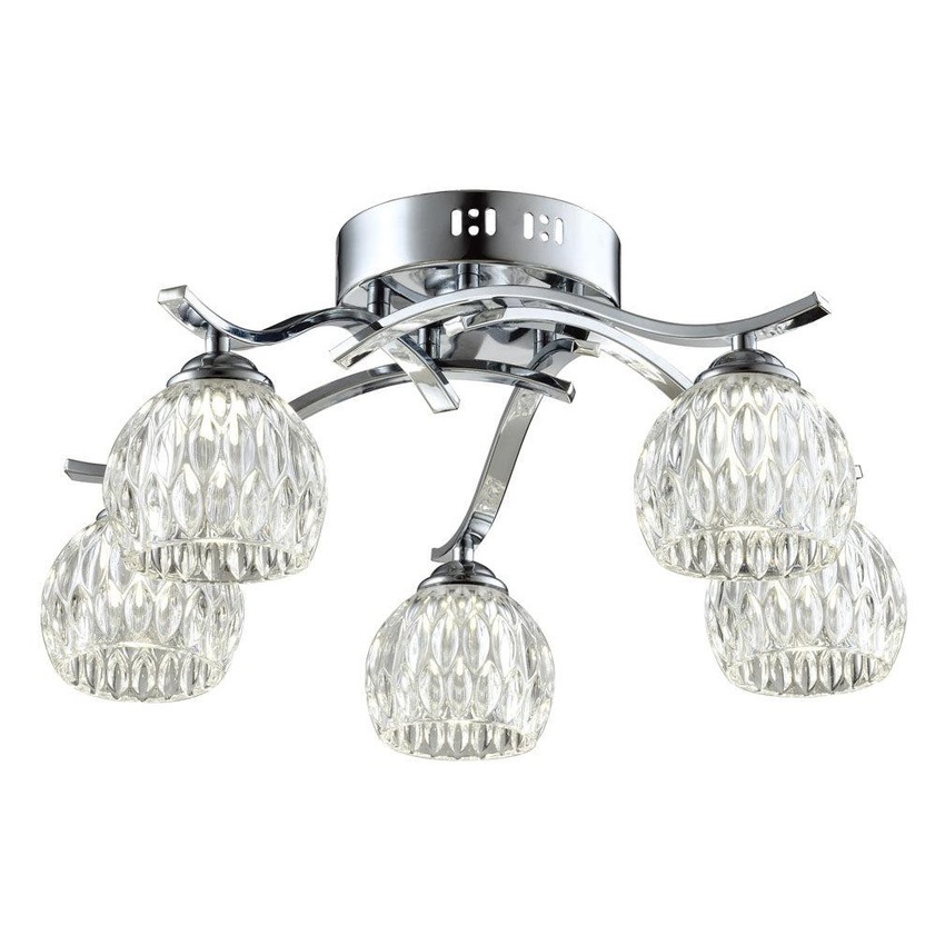 Photograph: Stylish Lighting Utah Polished Chrome 5 Light Semi-Flush Ceiling Light Complete With Clear Glasses