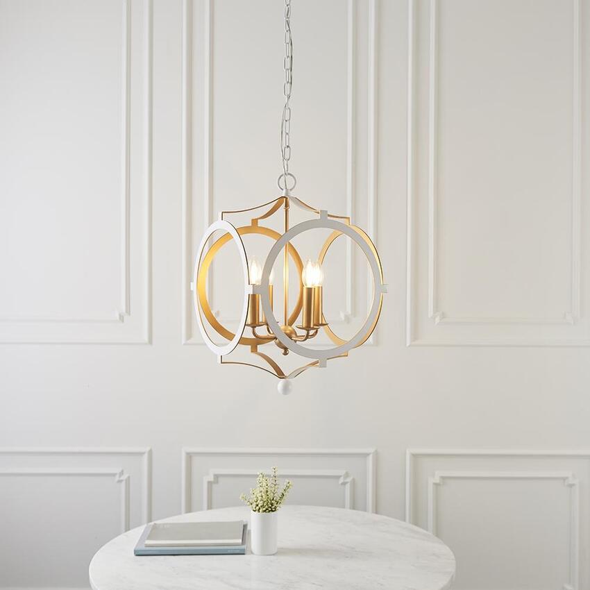 Photograph: Thorlight Desi Matt White & Gold Finish 4 Light Shaped Pendant