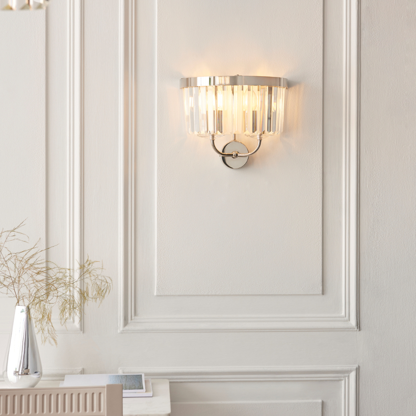 Photograph: Thorlight Melia Polished Nickel Glass Wall Light