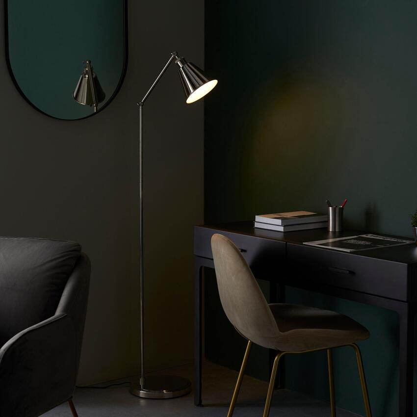 Photograph: Thorlight Ozias Polished Chrome Adjustable Floor Lamp