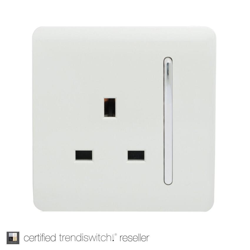 Photograph: Trendi, Artistic Modern 1 Gang 13Amp Switched Socket Gloss White Finish