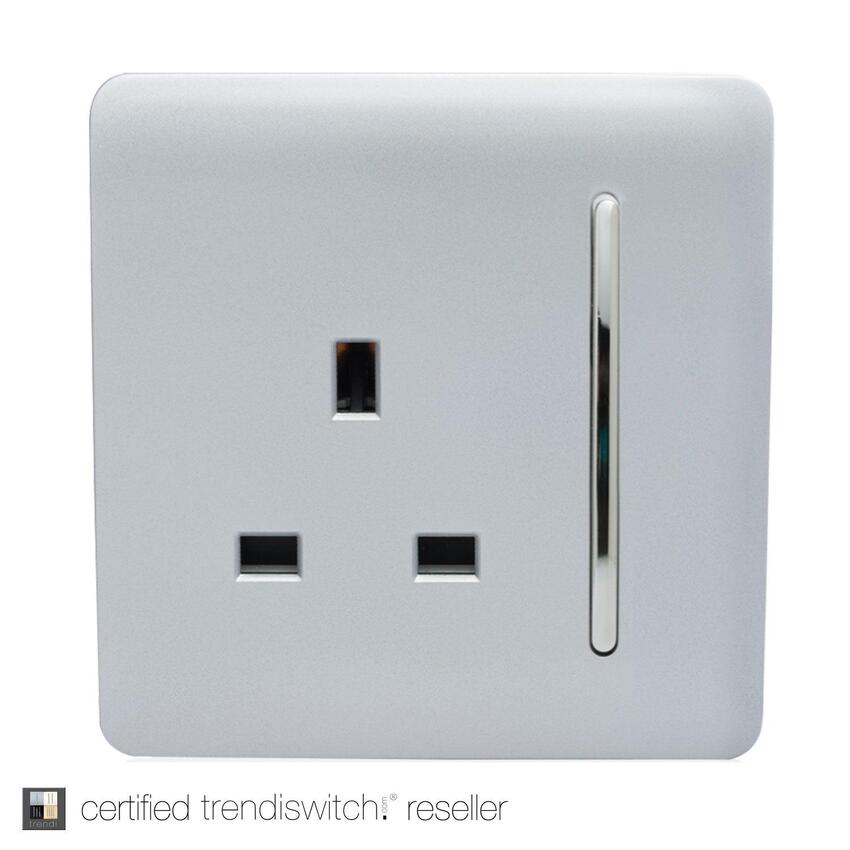 Photograph: Trendi, Artistic Modern 1 Gang 13Amp Switched Socket Silver Finish