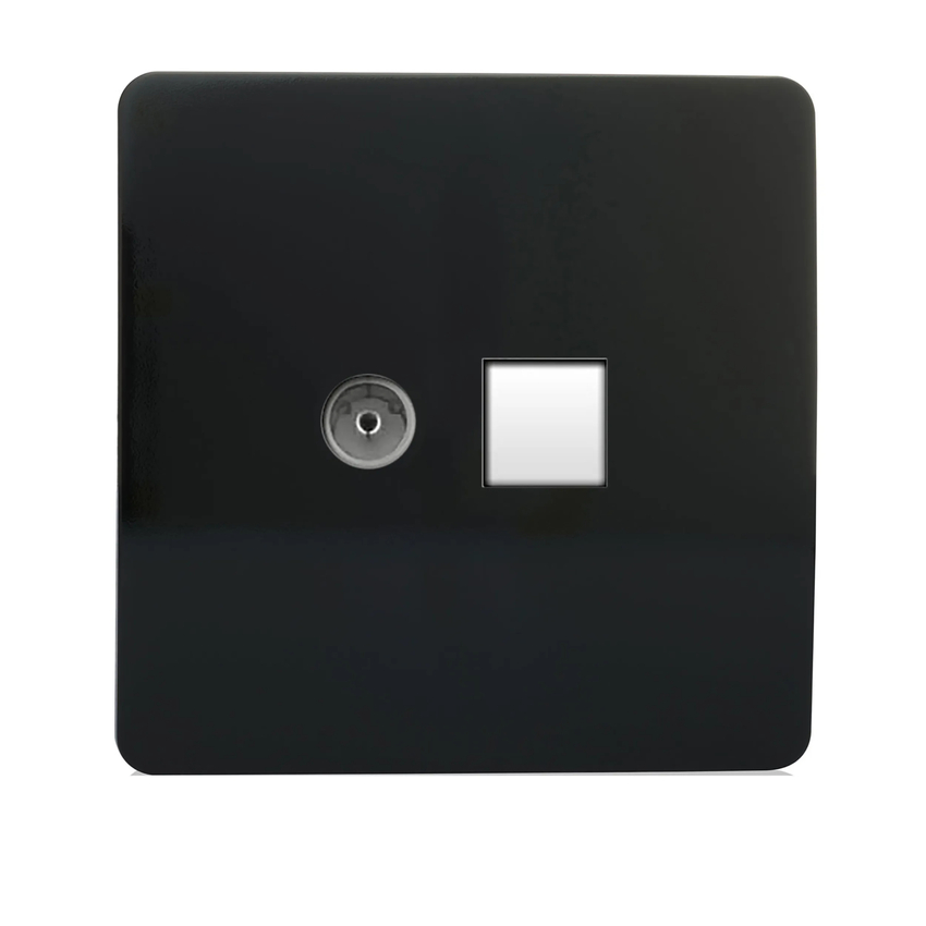 Photograph: Trendi, Artistic Modern TV Co-Axial & Telephone Gloss Black Finish