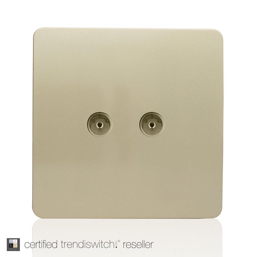 Photograph: Trendi, Artistic Modern Twin TV Co-Axial Outlet Champagne Gold Finish