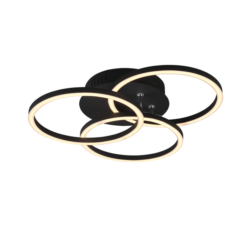 Photograph: Trio Lighting Circle Matt Black Round Flush Swivelling Ceiling Light - Remote Control
