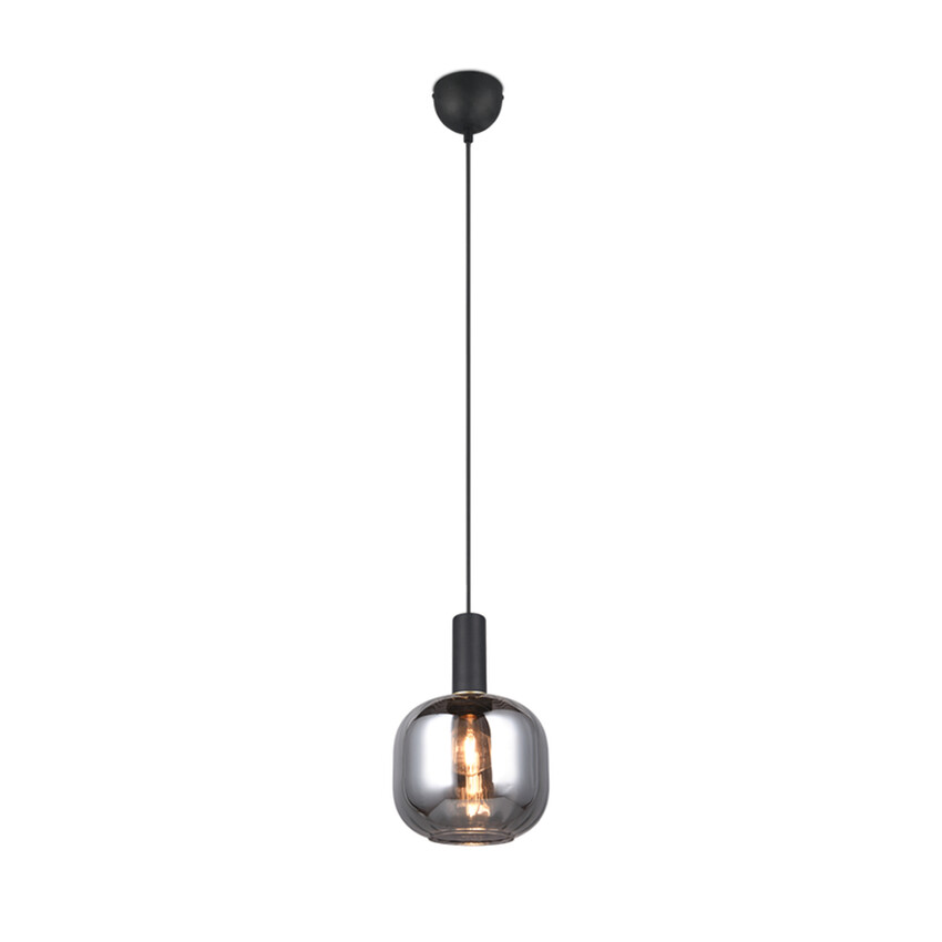 Photograph: Trio Lighting Diva Single Pendant Matt Black With Chrome Plated Glass
