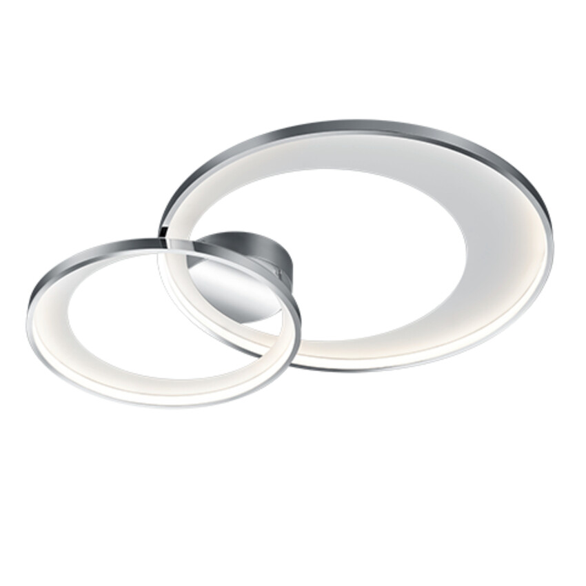 Photograph: Trio Lighting Granada Chrome Large Double Ring Flush LED Ceiling Light - 3000K, 3 Stage Dimming