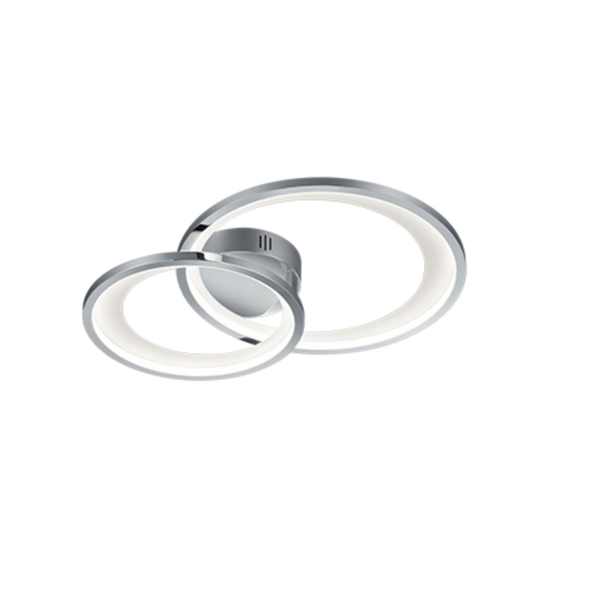 Photograph: Trio Lighting Granada Chrome Small Double Ring Flush LED Ceiling Light - 3000K, 3 Stage Dimming