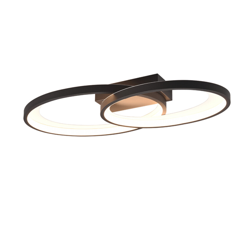 Photograph: Trio Lighting Malaga Matt Black Double Oval Hoop Flush LED Ceiling Light - 3000K