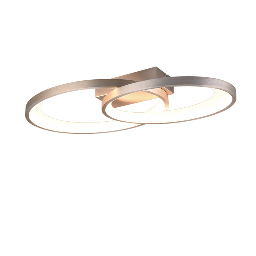 Photograph: Trio Lighting Malaga Matt Nickel Double Oval Hoop Flush LED Ceiling Light - 3000K