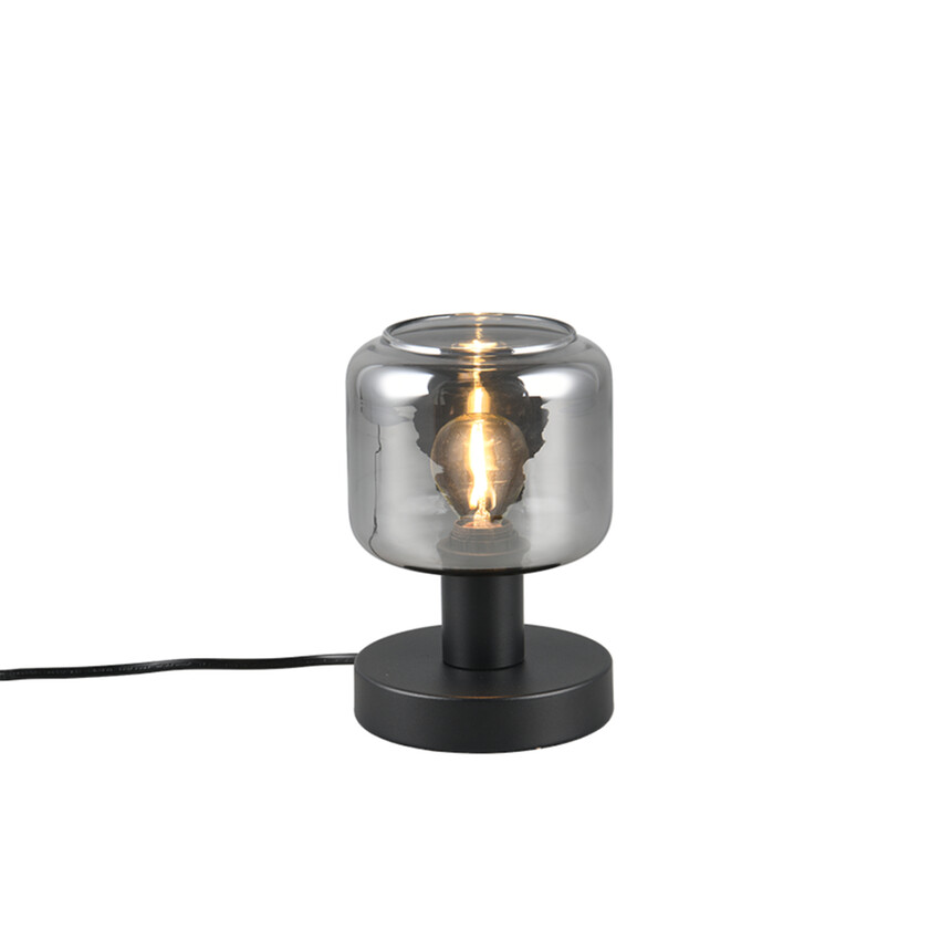 Photograph: Trio Lighting Mataro Table Lamp Matt Black With Chrome Plated Glass