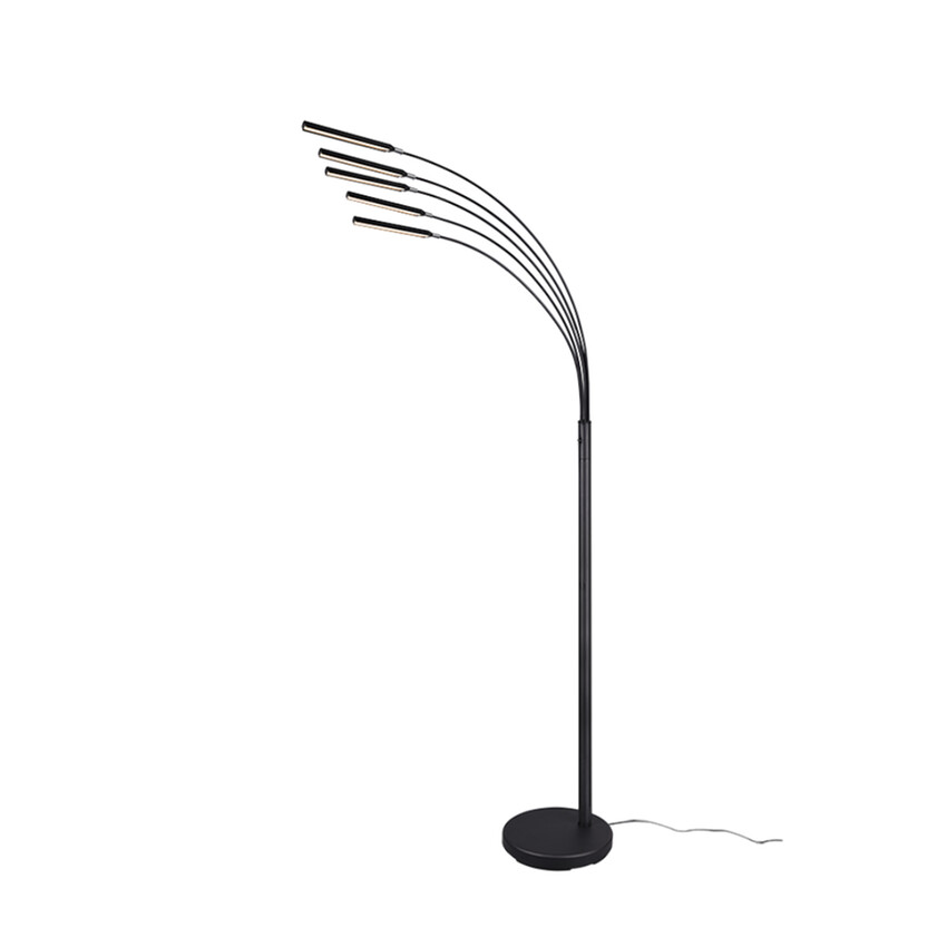 Photograph: Trio Lighting Reed Matt Black 5 Arm LED Floor Lamp - Dimmable