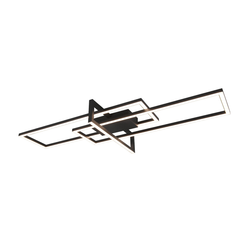 Photograph: Trio Lighting Salinas Matt Black LED Rectangular Flush Ceiling Light - 3000K, 3 Stage Dimming