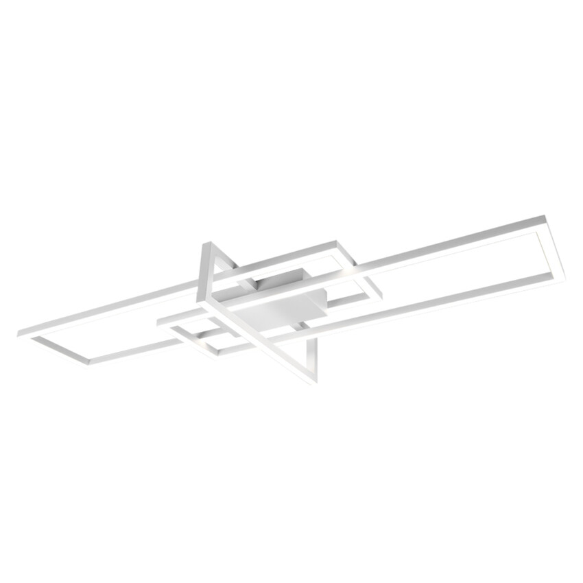 Photograph: Trio Lighting Salinas Matt White LED Rectangular Flush Ceiling Light - 4000K, 3 Stage Dimming