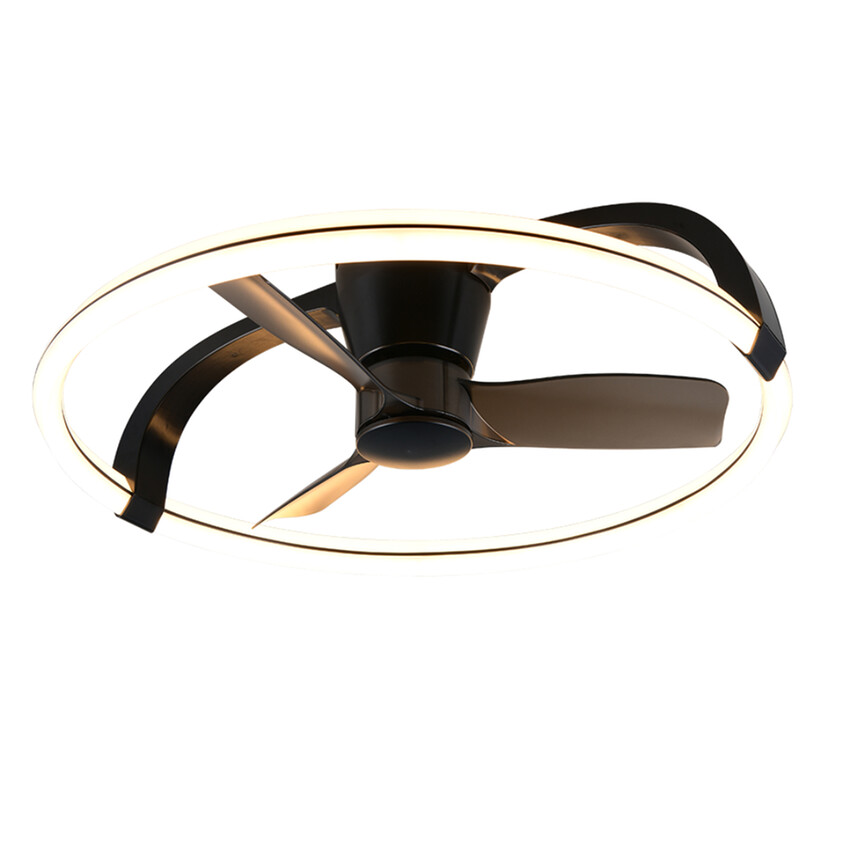 Photograph: Trio Lighting Stockholm Matt Black Remote Control LED Ceiling Fan